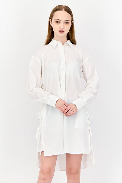 Esprit Women Solid Shirt Dress, White