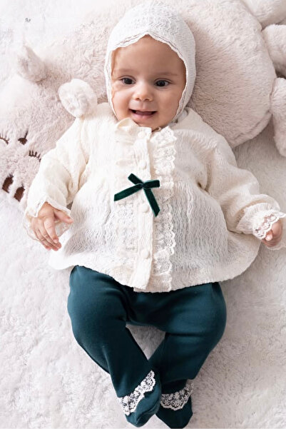 Cherub Baby طقم بدلة للفتيات حديثي الولادة من الدانتيل الفيكتوري مكون من 5 قط...