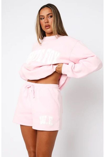 The Champ Clothing Vol 3 Printed Women's Comfortable Fit Double Pocket Shorts T-Shirt Set Pink