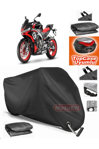 MotoEN Black Lock Compatible Aprilia Tuono 660 Tarpaulin Topcase Rear Bag Com...
