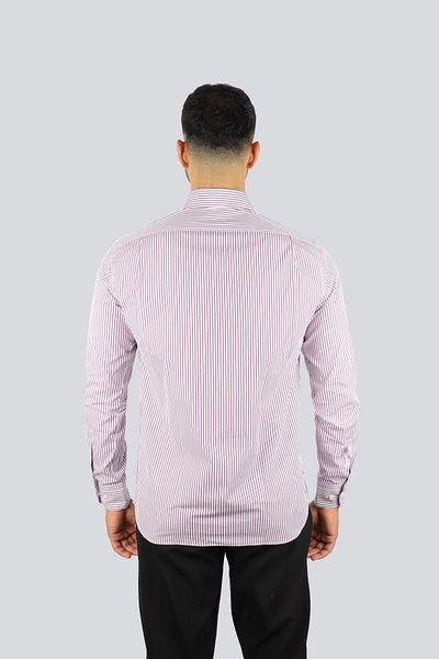 PAUL&SHARK Men's Slim Fit Stripe Patterned Cotton Long Sleeve Blue-Red Shirt 25413060 Cf-V91