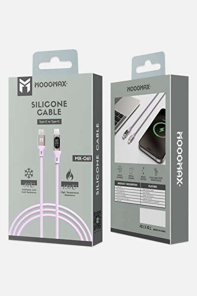 MOOGMAX كابل مطاطي من النوع C بطول متر واحد، MX061، وردي