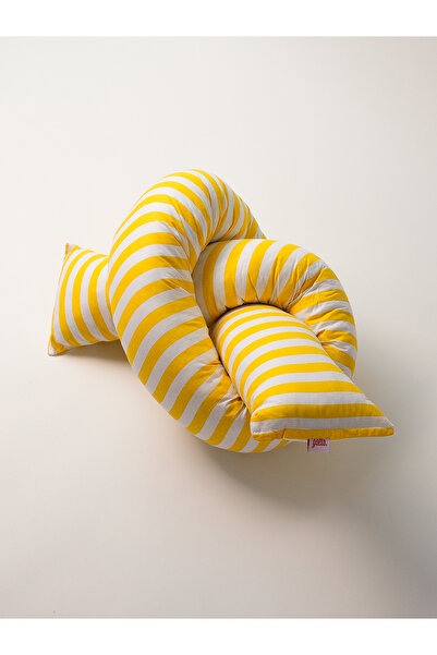 Galia Tasarım Candy - Sarı Beyaz Renkli Çizgili Çok Amaçlı U Şekilli Sosis Yastık