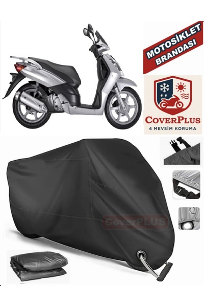 MotoEN Black Lock Compatible Keeway Outlook 150 Motor Tarpaulin Motorcycle Ta...