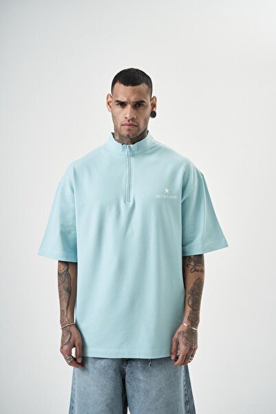 Respire Muška Skywalking Štampano poluzipper Oversize kroj T-shirt bebi plava