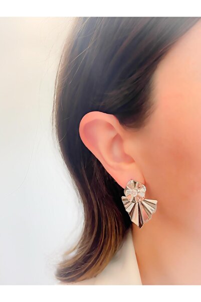 Trinos Steel Earrings Stone Fan Earrings