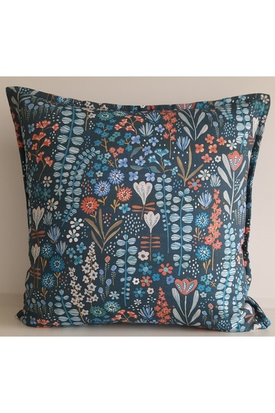 Fabric by Gülçin KOTON PAMUKLU KUMAŞ KOYU MAVİ RENK BAHAR ÇİÇEK DESEN KIRLENT...