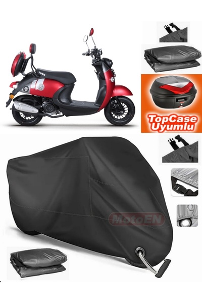 MotoEN قفل أسود متوافق مع Kuba Trendy 50 قماش القنب Topcase الخلفي حقيبة متوا...