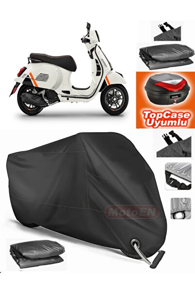 MotoEN Black Lock Compatible Vespa Gts 125 Supertech Tarpaulin Topcase Rear B...