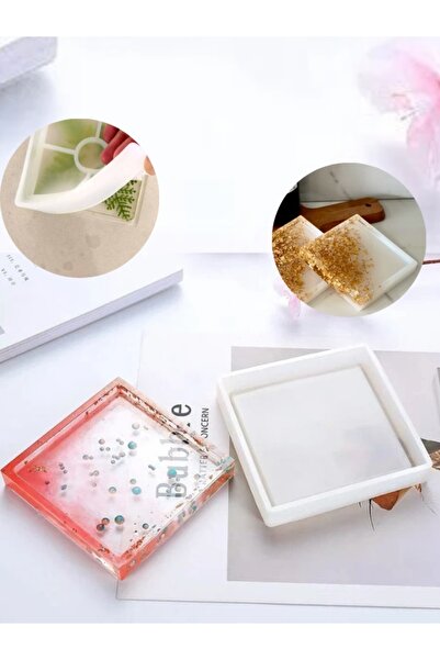 Siliko World Epoksi Beton Kare Saksı Bardak Altlığı Silikon Kalıbı