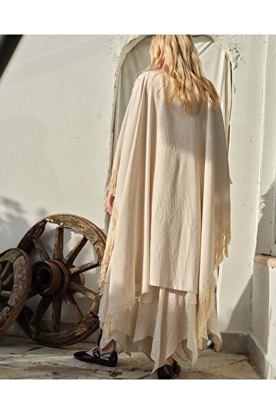 Holly Beez Asymmetrical Model Tasseled Bohemian Long Kimono