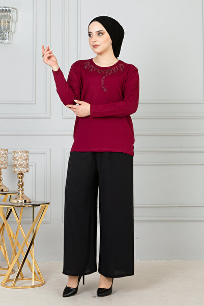 nacar çarşı Plus Size Combed Cotton Blouse