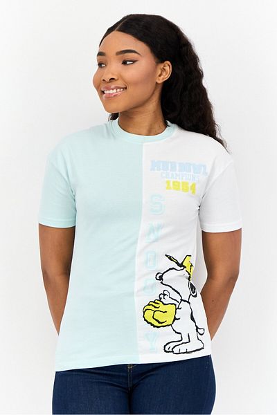PEANUTS Women Crew Neck Short Sleeves Embroidered T-shirt, Multicolor