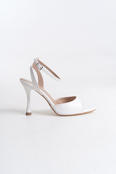 Redoxy Women's Special Design Ankle Strap Single Strap White Stiletto Thin High Heeled Evening Dress Shoes