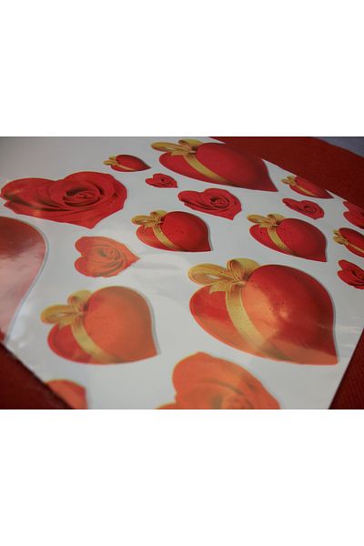 morlalem m 100Pcs 10X15Cm Plastic Bag,Gift Bag,Red Heart Printed Packaging with Yellow Bow
