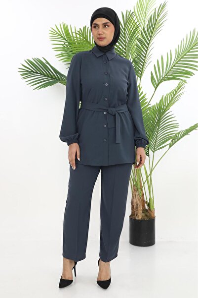 TUNİK Women's Double Tunic Suit with Smoked Pants