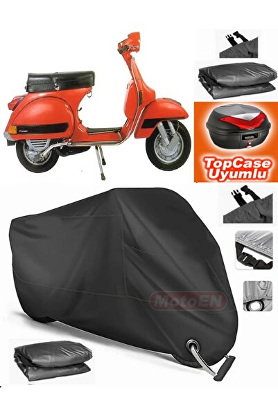 MotoEN قفل أسود متوافق مع Vespa PX 200 قماش القنب Topcase الخلفي حقيبة متوافق...