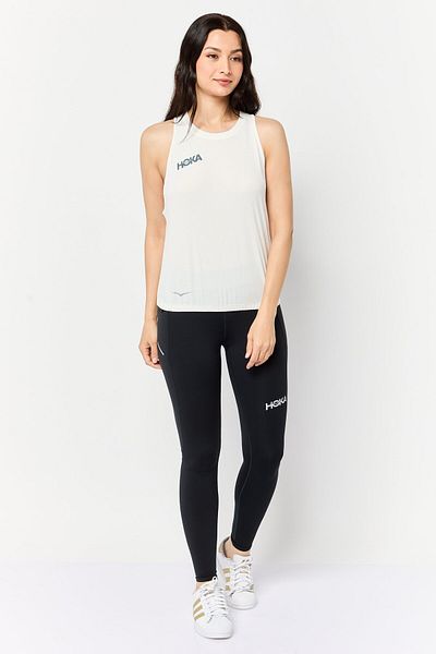 hoka Women Performance Fit Sleeveless Running Tank Top, Off-White
