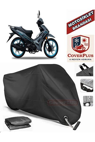 MotoEN Black Lock Compatible Yuki Solid 125 Motor Tarpaulin Motorcycle Tarpau...