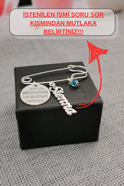 Piyera Gümüş İsimli ve Dualı Gümüş Bebek Çatal İğnesi