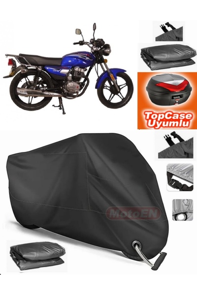 MotoEN Black Lock Compatible Lifan Lion 100 Tarpaulin Topcase Rear Bag Compat...