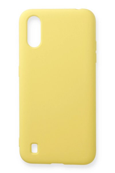 New Face Galaxy A01 Compatible Case Nano Velvet Silicone - Yellow Hnzrn