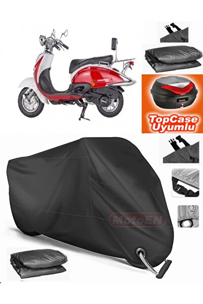 MotoEN Black Lock Compatible Mondial 125 Znu Tarpaulin Topcase Rear Bag Compa...