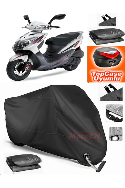 MotoEN قفل أسود متوافق مع Sym VS 150 قماش القنب Topcase الخلفي حقيبة متوافقة ...