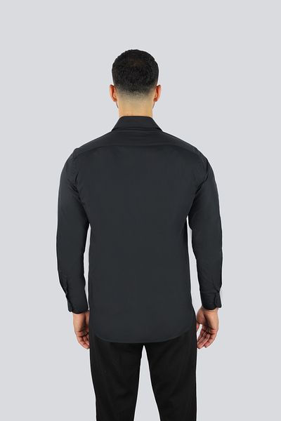 PAUL&SHARK Men's Regular Fit Logo Printed Cotton Long Sleeve Black Shirt 25413527 -011