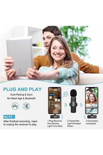 Generic ميكروفون لافاليير لاسلكي VMKLY لهاتف Type-C