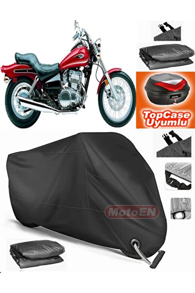 MotoEN Black Lock Compatible Kawasaki En 500 Tarpaulin Topcase Rear Bag Compa...