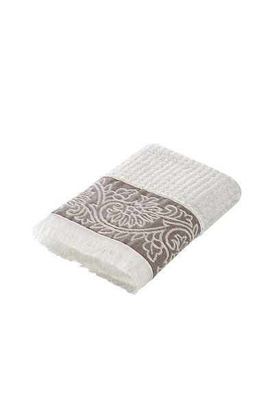 Sevim Prosop de mână din bambus moale și foarte absorbant - culoare crem, cu chenar în relief, 50x90cm