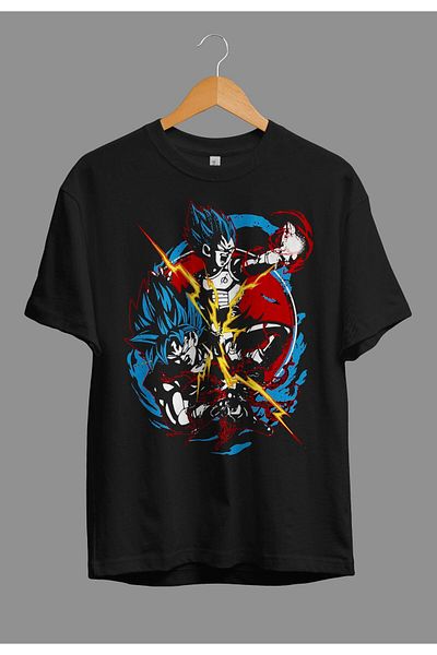 zokanime Oversize Dragon Ball Anime Character Design Printed T-Shirt