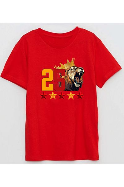 Efendioğlu Design 25 تي شيرت قطني مطبوع عليه 5 نجوم للأطفال من ROARING KING LION