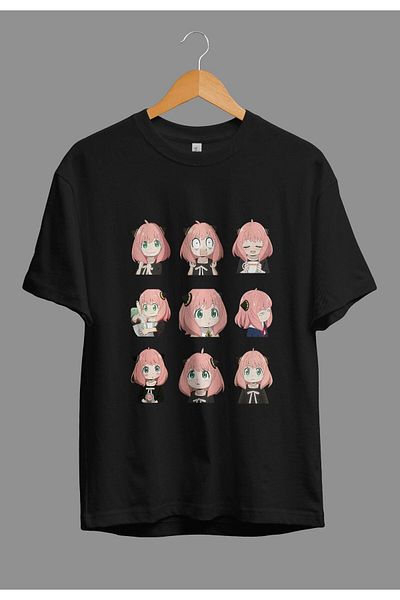 zokanime Oversize Spy X Family Anya Forger (Moods) Anime Character Printed Special Design T-Shirt