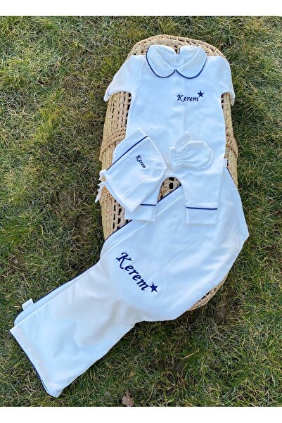 VolleM İsimli Hastane Çıkışı 4'Lü Set ( İsme Özel Tulum, Şapka, Eldiven Ve Na...