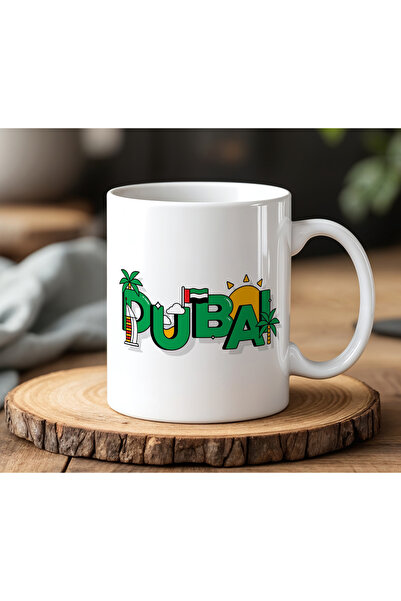 BB TRADE Dubai Designed White Ceramic Printed Mug Cup 330ml