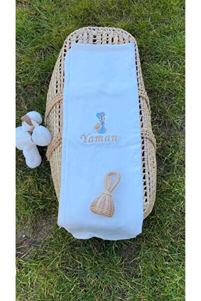 VolleM İsimli Nakışlı Heart Pattern Ayıcık Desenli %100 Pamuklu Battaniye