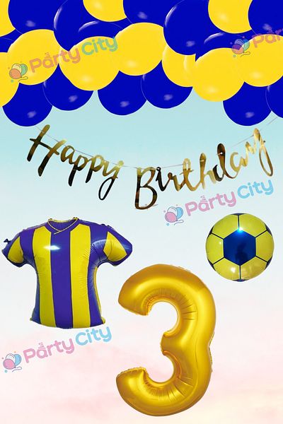Party City Σετ μπαλόνι με θέμα τον θαυμαστή 3 ετών Κίτρινο-ναυτικό μπαλόνι με φόρμα μπάλα αλουμινόχαρτο μπαλόνι-φιγούρα Foil Balloon Concept