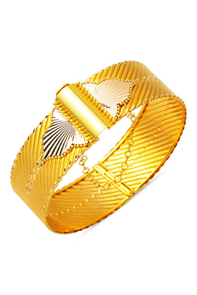 Bilezikci Diyarbakır Hasırı 14 Ayar Altın Kelepçe Bilezik