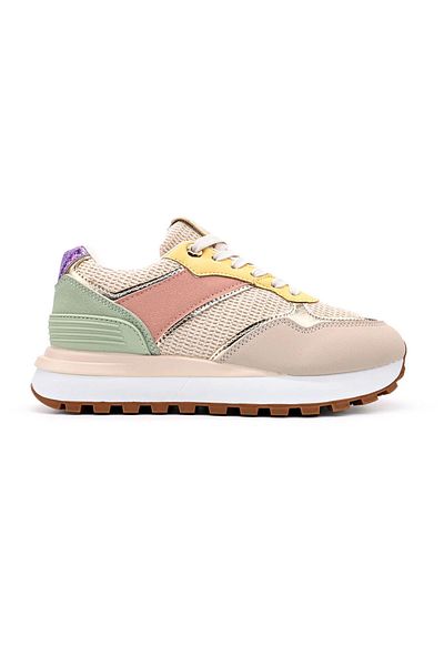 Tmall Pantofi sport pentru femei, material textil, D1404, bej cu imprimeu leopard