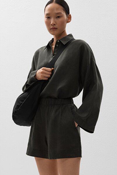 Oysho %100 keten bermuda