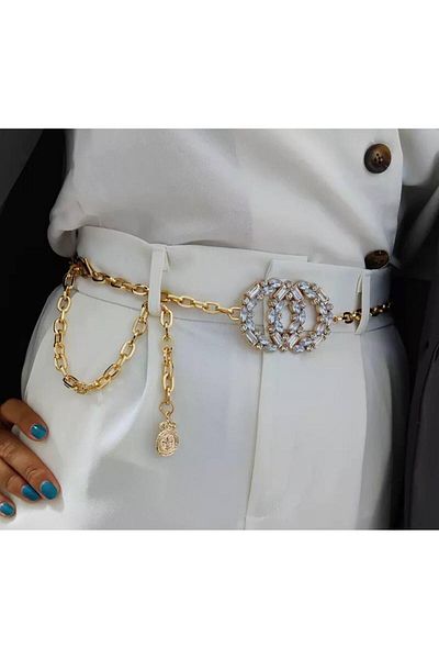 Descoin Women's Belt with Stones, Pantalon Belt, Jacket Belt, Belt