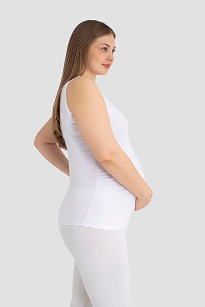 Arma Yıldız Soft Textured Cotton Maternity Undershirt White with Thick Straps