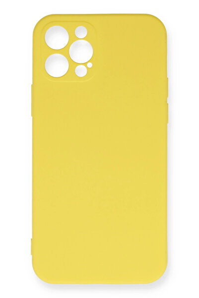 NewFace حافظة هاتف آيفون 12 برو ماكس نانو من الداخل سيليكون مخملي - أصفر SPTGL