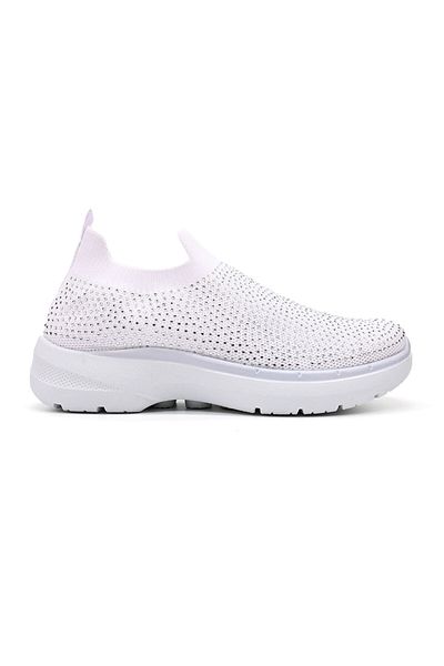 Tmall Pantofi sport pentru femei, din material textil, cu strasuri, D1401, albi