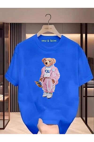 New Shine 1 tricou este un cadou pentru achiziții de 6 și peste în coș - tricou oversize cu imprimeu urs roz
