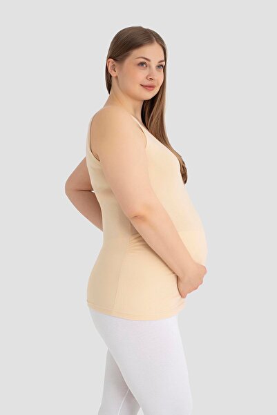 Arma Yıldız Soft Textured Cotton Maternity Undershirt with Skin Color Thick Straps