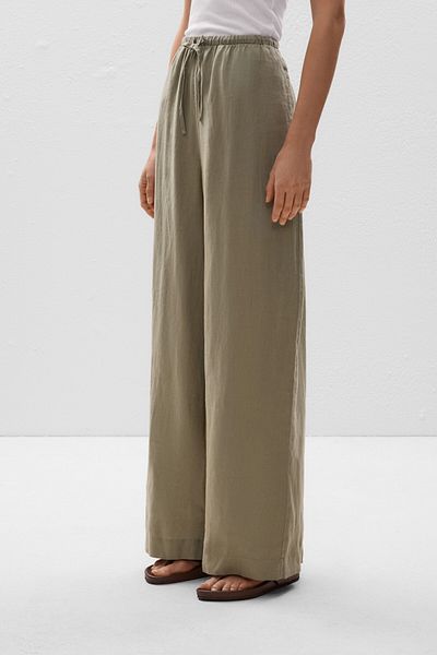 Oysho 100% Linen Straight-leg Trousers
