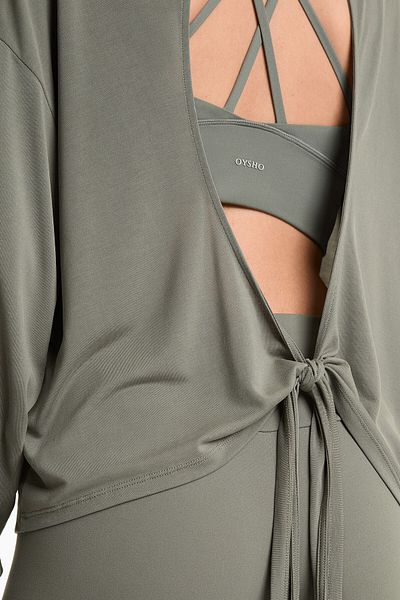 Oysho Long-sleeved open back modal blend top